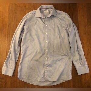 Eton Contemporary Men's 16.5/42 36” Sleeve Blue Pique Long Sleeve Dress Shirt